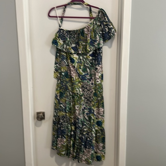 Alc coral print one shoulder ruffle dress - Picture 6 of 7